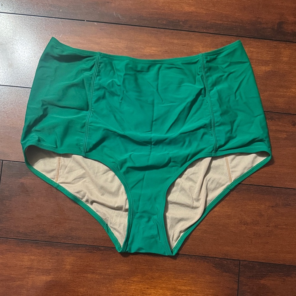 Kortni Jeane Emerald Green High-Waist Bikini Bottoms